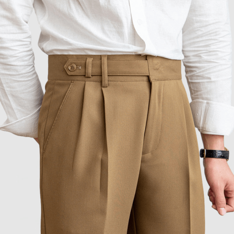 Mason Luxor Men Fashion Pants Mason | Men’s Pleated Cotton Trousers – High Waist Tailored Fit Pants