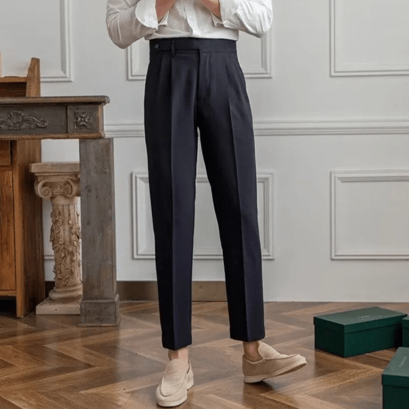 Mason Luxor Men Fashion Pants Mason | Men’s Pleated Cotton Trousers – High Waist Tailored Fit Pants