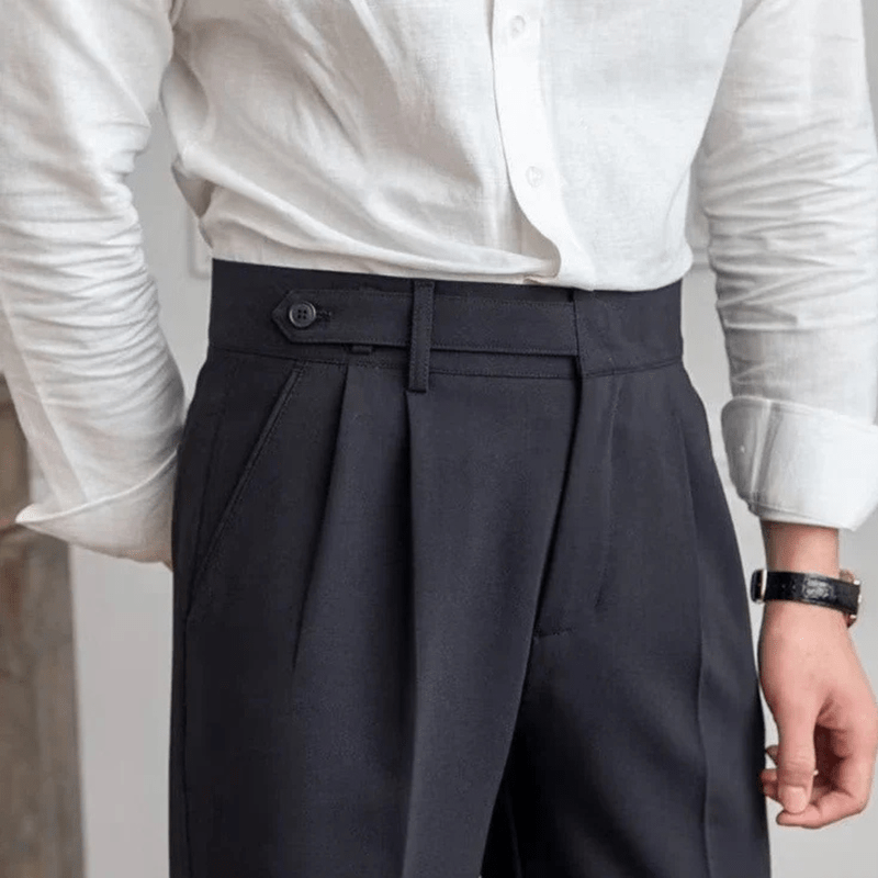 Mason Luxor Men Fashion Pants Mason | Men’s Pleated Cotton Trousers – High Waist Tailored Fit Pants