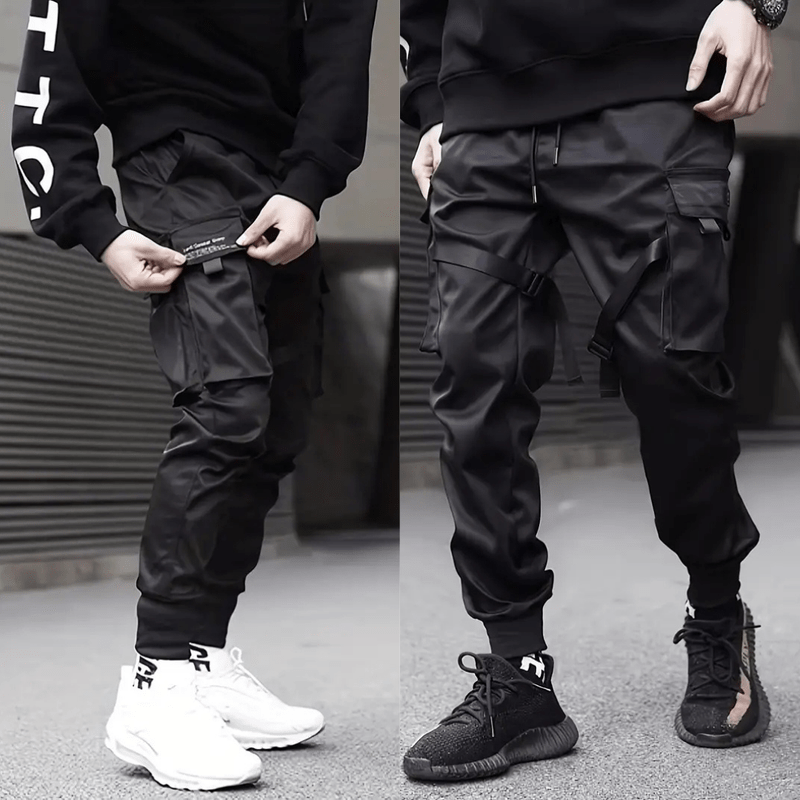 Mason Luxor Men Fashion Pants Mason | Men’s Techwear Jogger Cargo Pants – Black Coated Street Style
