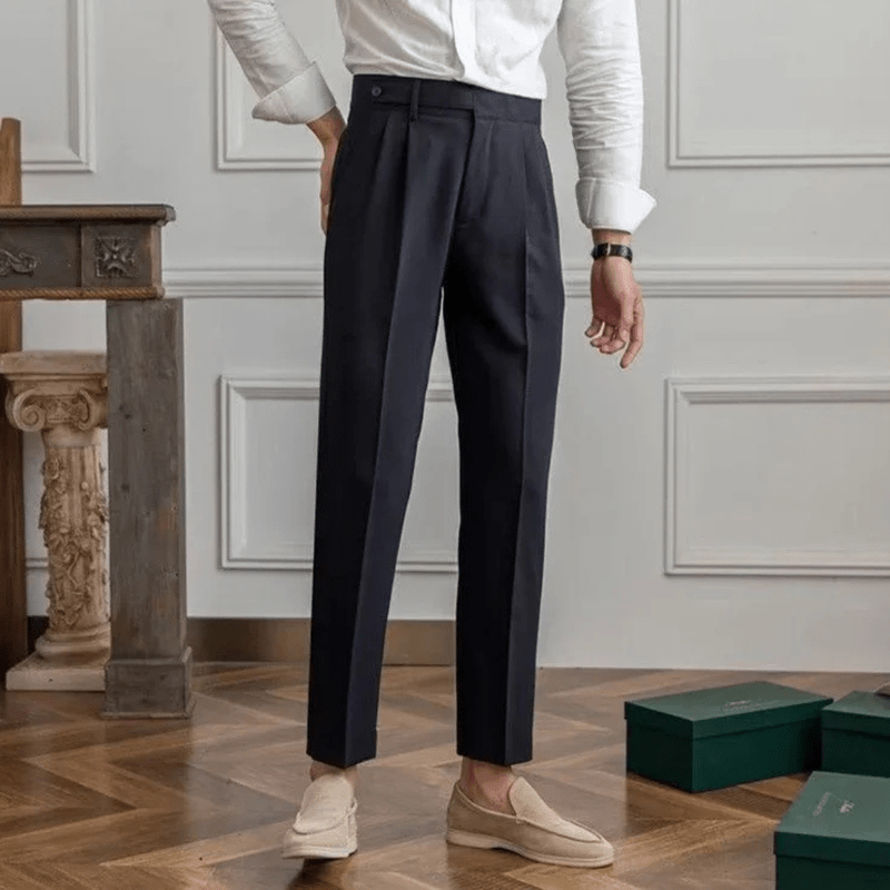 Mason Luxor Men Fashion Pants Mason | Men’s Pleated Cotton Trousers – High Waist Tailored Fit Pants