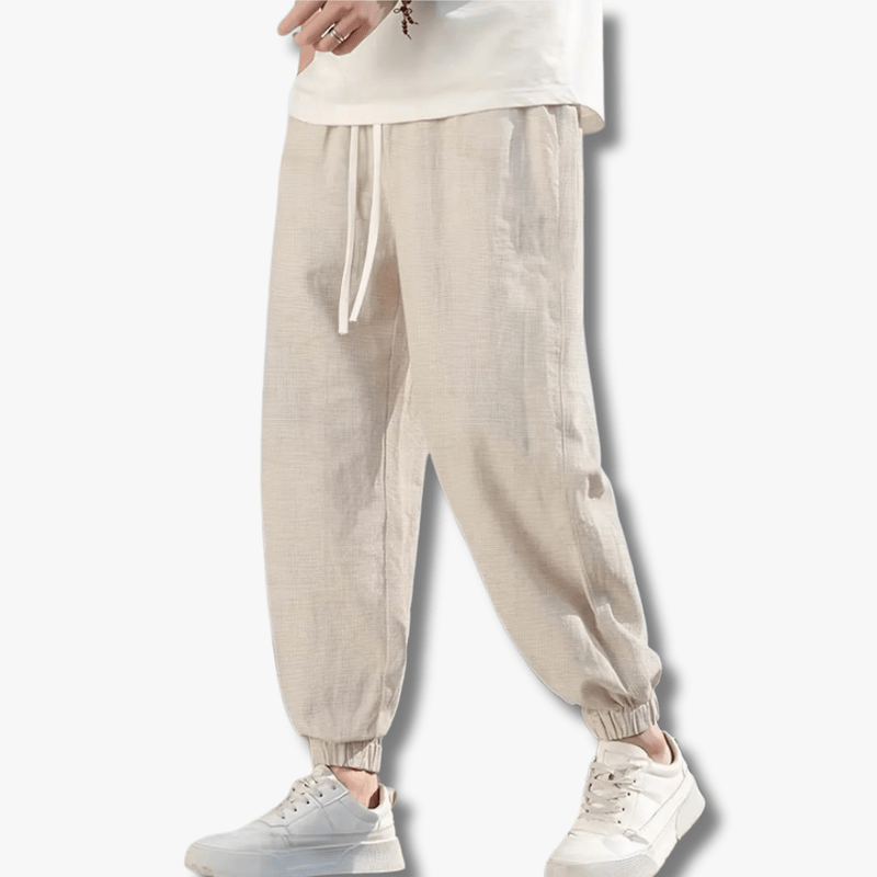 Mason Luxor Men Fashion Pants Mason | Men's Casual Linen Pants Elastic Waist Drawstring Beach Summer Pants Lightweight Linen Trousers