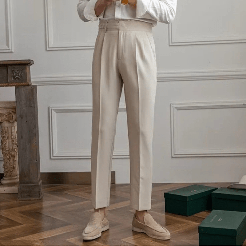 Mason Luxor Men Fashion Pants Mason | Men’s Pleated Cotton Trousers – High Waist Tailored Fit Pants