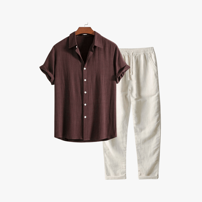 Mason Luxor Men Fashion Sets Mason | Men Linen Co-ord Set – Short Sleeve Shirt & Trousers