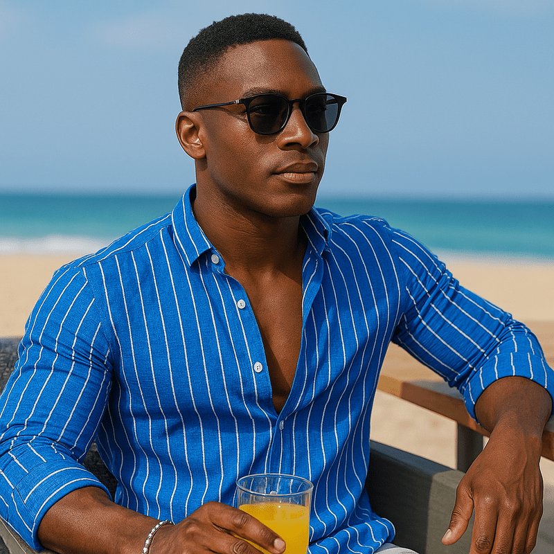 Mason Luxor Men Fashion Shirts & Tops Mason | Men Slim Fit Blue Striped Shirt