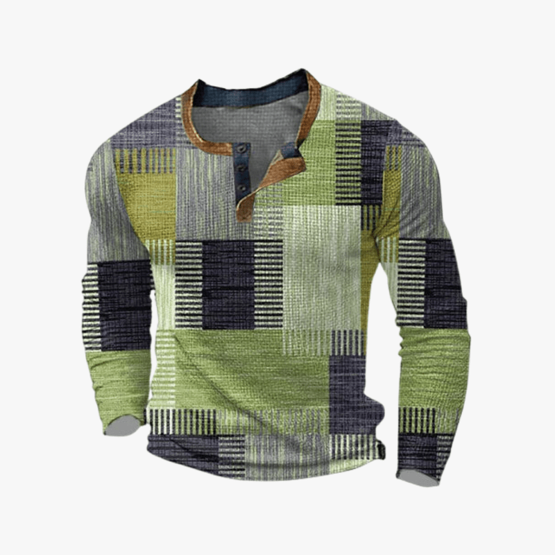 Mason Luxor Men Fashion Sweater Mason | Long Sleeve Retro Style Top for Men - Patchwork Look