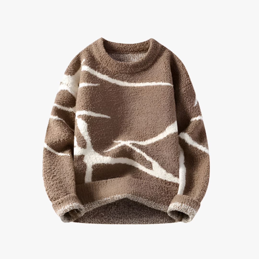 Mason Luxor Men Fashion Sweaters Mason | Abstract Print Teddy Fleece Jumper for Men – Streetwear Style