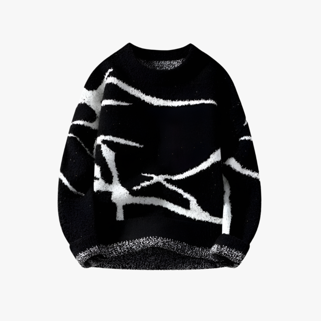 Mason Luxor Men Fashion Sweaters Mason | Abstract Print Teddy Fleece Jumper for Men – Streetwear Style