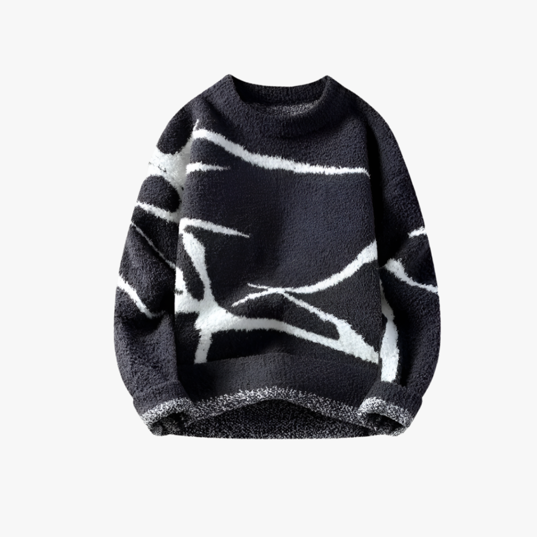 Mason Luxor Men Fashion Sweaters Mason | Abstract Print Teddy Fleece Jumper for Men – Streetwear Style