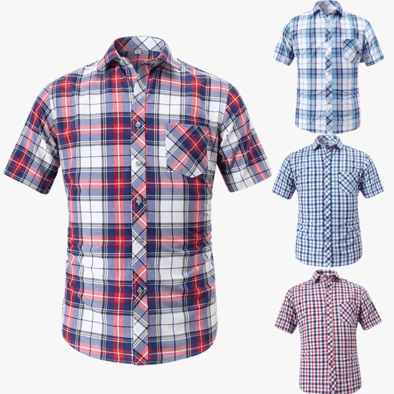 Mason Luxor Men Fashion Mason | Short Sleeve Plaid Shirt