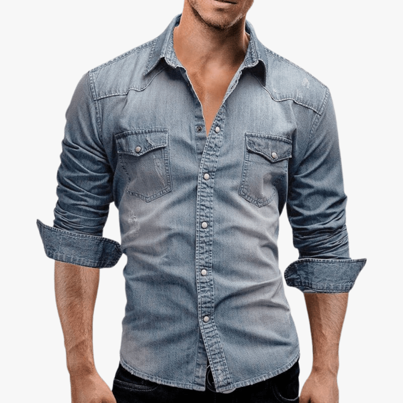 Mason Luxor Men Fashion Mason | Men Denim Shirt – Slim Fit Western Style