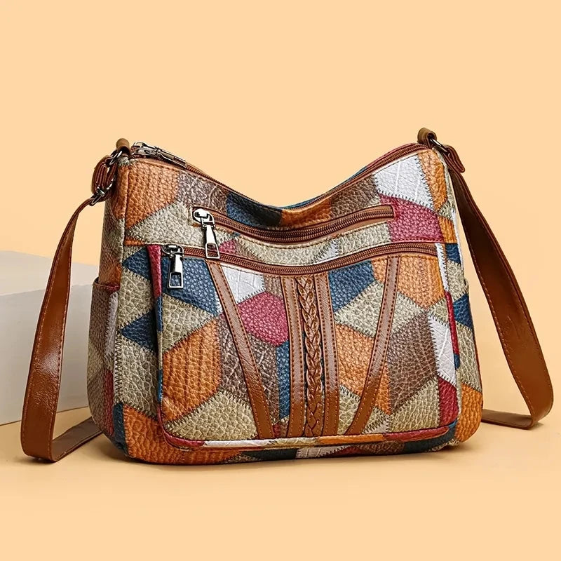 Mason Luxor Men Fashion Mason | Vegan Leather Shoulder Bag | Trendy Everyday Handbag for Women - Colourful Patchwork