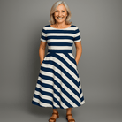 Mason Luxor Men Fashion Mason | Casual Stripe Midi Dress for Women - Summer