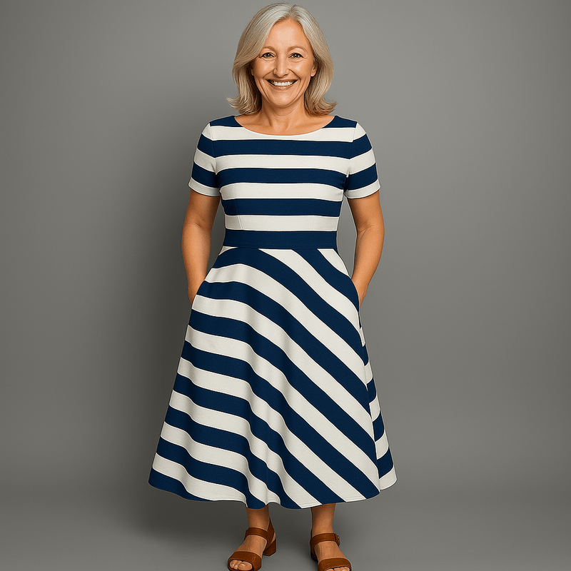 Mason Luxor Men Fashion Mason | Casual Stripe Midi Dress for Women - Summer
