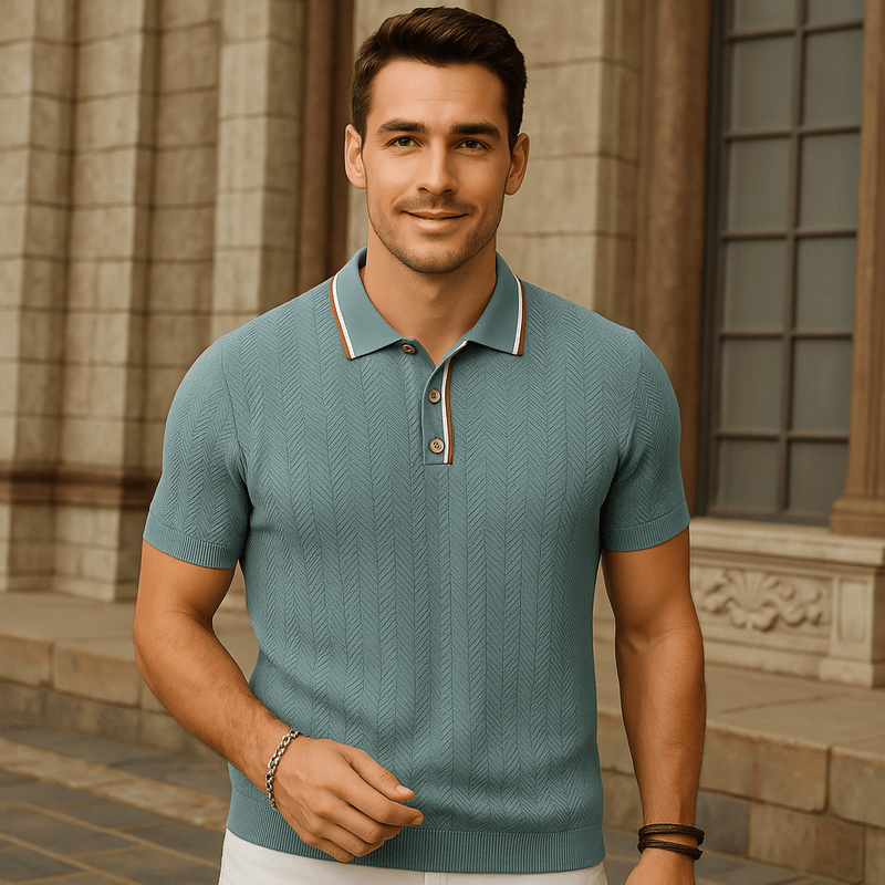 Mason Luxor Men Fashion Mason | Men's Waffle Knit Short Sleeve Casual Polo Shirts
