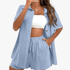 Mason Luxor Men Fashion Mason | Short linen set for women short-sleeved top shorts 2-piece summer set