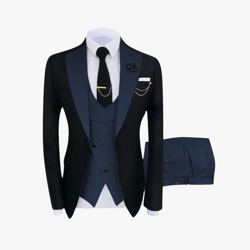 Mason Luxor Men Fashion Mason | Men's 3 Pieces Suit Elegant Solid One Button Slim Fit Single Breasted Party Blazer Vest Pants Se
