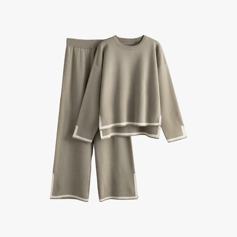 Mason Luxor Men Fashion Mason | Women's Tracksuitst Color Block Long Sleeve Knit Sweater Top and Wide Leg Pants