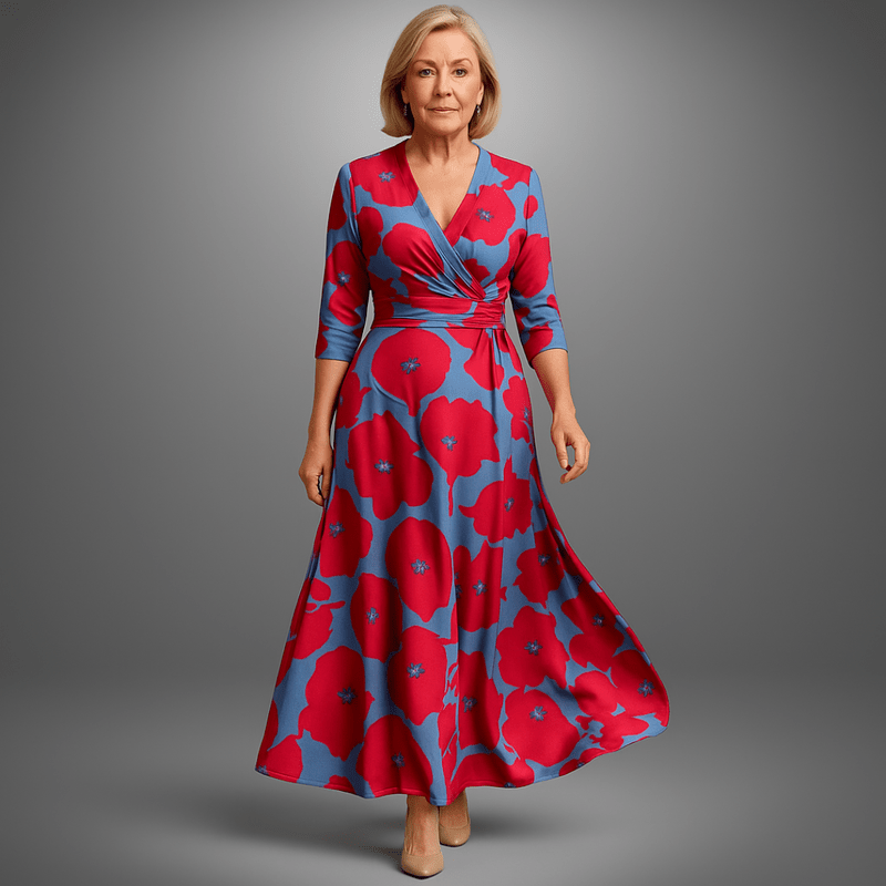 Mason Luxor Men Fashion Mason | Elegant Floral Midi Dress – Wrinkle Free Comfort