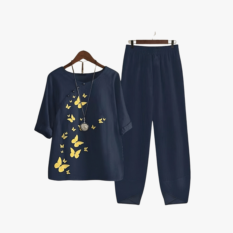 Mason Luxor Men Fashion Mason | Women Two-Piece Spring Lounge Set with Butterfly Print