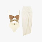 Mason Luxor Men Fashion Mason | Full Swimsuit Set With Cover Up Sexy Swimwear Women Off Shoulder Swim Suits Patchwork Bathsuit Belt Bodysuit Beachwear