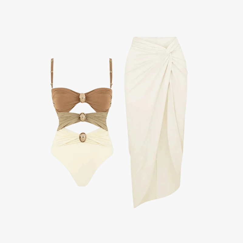 Mason Luxor Men Fashion Mason | Full Swimsuit Set With Cover Up Sexy Swimwear Women Off Shoulder Swim Suits Patchwork Bathsuit Belt Bodysuit Beachwear
