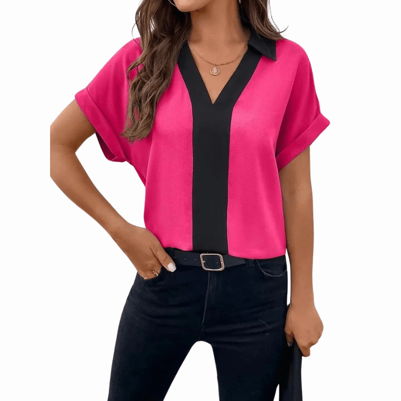 Mason Luxor Men Fashion Mason | Womens Tops Summer Short Sleeve V Neck Business Elegant Tunic Blouses