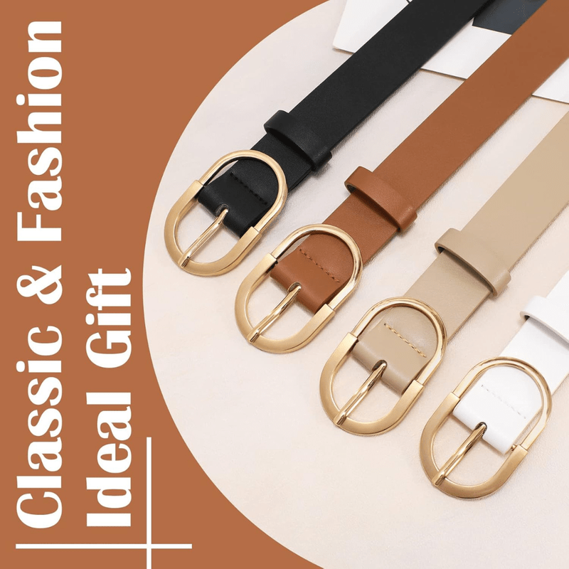 Mason Luxor Men Fashion Mason | 3 Pack Women's Leather Belt with Gold Buckle Ladies Waist Belts for Jeans & Pants