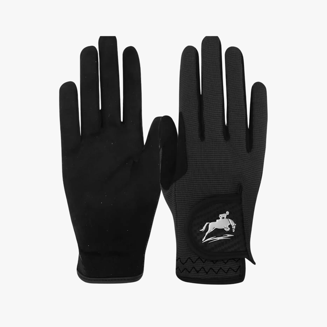 Mason Luxor Men Fashion Mason | Ladies Horse Riding Gloves - Women Equestrian Black Stretch Fabric Silicone