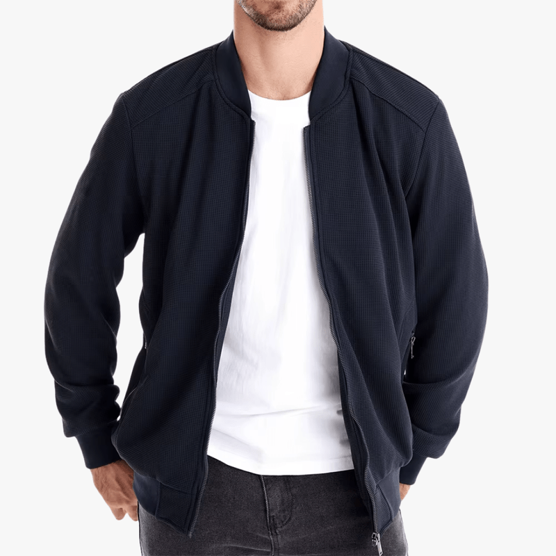 Mason Luxor Men Fashion Mason | Men Waffle Bomber Jacket – Lightweight & Breathable - Textured Knit