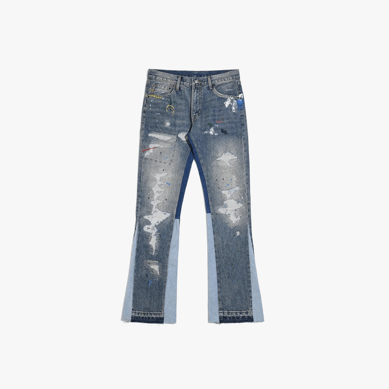 Mason Luxor Men Fashion Mason | Blue Speckle Flare Jeans Men