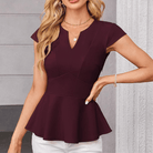 Mason Luxor Men Fashion Mason | Women's A-Line Waist Blouse Slim Fit Elegant Ruffle Blouse