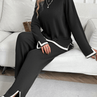 Mason Luxor Men Fashion Mason | Women's Tracksuitst Color Block Long Sleeve Knit Sweater Top and Wide Leg Pants
