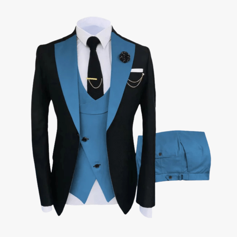 Mason Luxor Men Fashion Mason | Men's 3 Pieces Suit Elegant Solid One Button Slim Fit Single Breasted Party Blazer Vest Pants Se