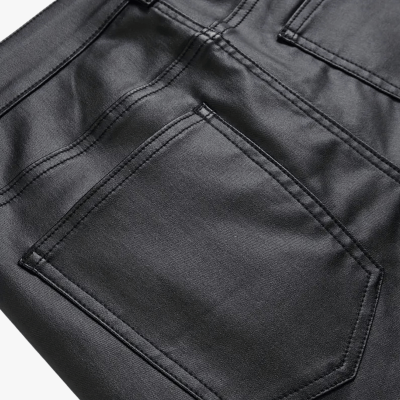 Mason Luxor Men Fashion Mason | Men’s Black Coated Denim Cargo Trousers – Streetwear Punk Style
