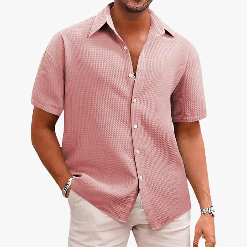 Mason Luxor Men Fashion Mason | Men Waffle Short Sleeve Shirt