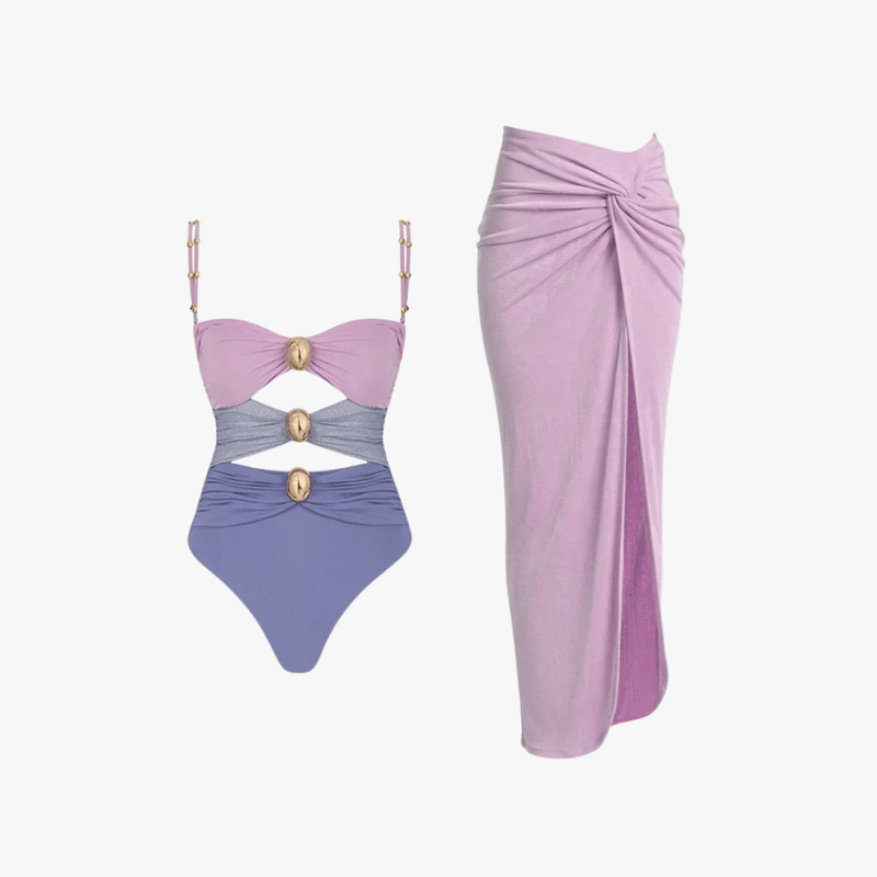 Mason Luxor Men Fashion Mason | Full Swimsuit Set With Cover Up Sexy Swimwear Women Off Shoulder Swim Suits Patchwork Bathsuit Belt Bodysuit Beachwear