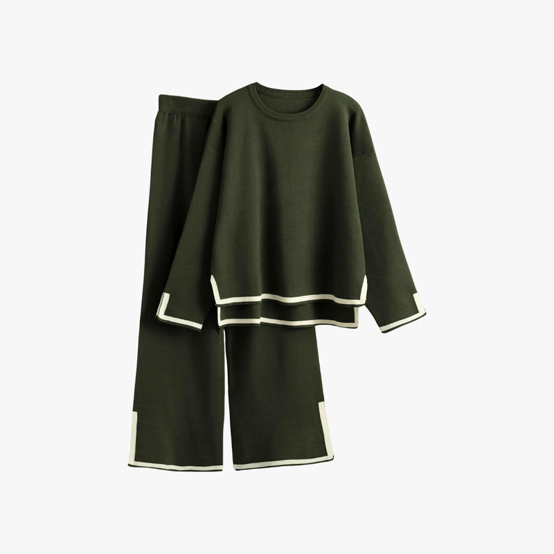 Mason Luxor Men Fashion Mason | Women's Tracksuitst Color Block Long Sleeve Knit Sweater Top and Wide Leg Pants