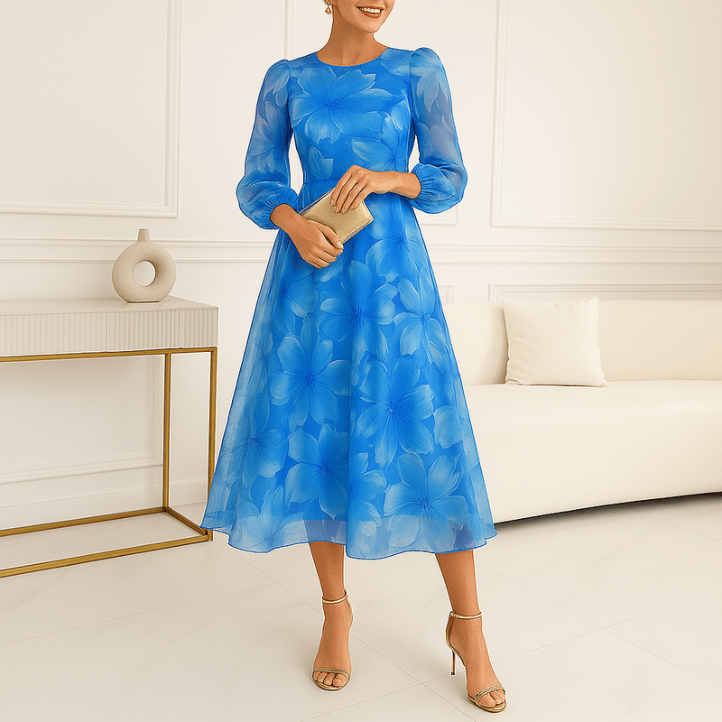 Mason Luxor Men Fashion Mason | Women’s Floral A-Line Dress - Stylish Midi Dress for Events & Brunch