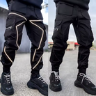 Mason Luxor Men Fashion Mason | Techwear Combat Reflective Black Cargo Pants