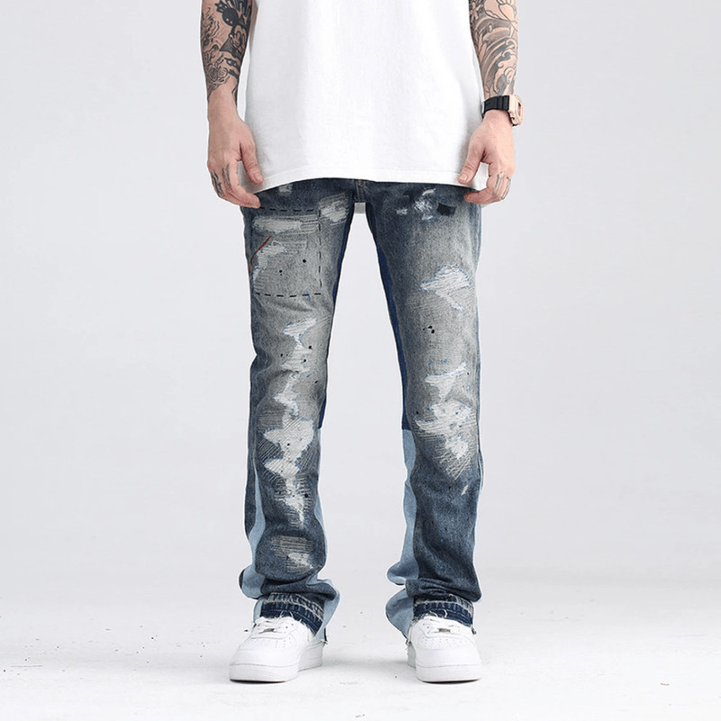 Mason Luxor Men Fashion Mason | Blue Speckle Flare Jeans Men
