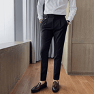 Mason Luxor Men Fashion Mason | Men’s Pleated British Cotton Trousers – High Waist Tailored Fit Pants - Business