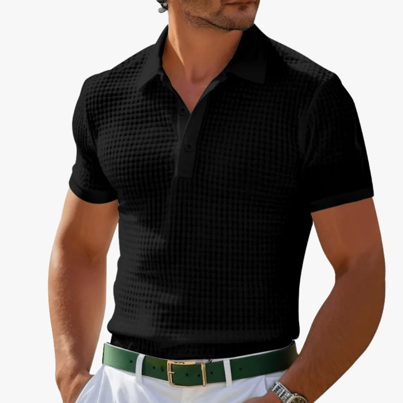 Mason Luxor Men Fashion Mason | Men Waffle Knit Polo – Breathable 4-Season Comfort - Soft & Lightweight