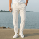 Mason Luxor Men Fashion Mason | Mens Casual Linen Pants Loose Fit Elastic Drawstring Waist Straight-Legs Summer Yoga Beach Long Pants