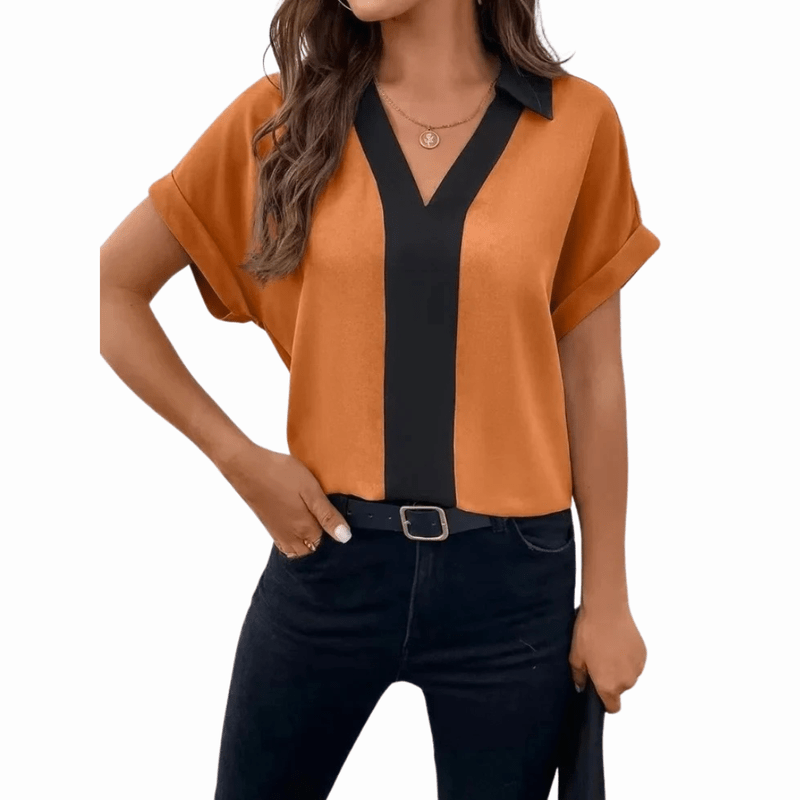 Mason Luxor Men Fashion Mason | Womens Tops Summer Short Sleeve V Neck Business Elegant Tunic Blouses