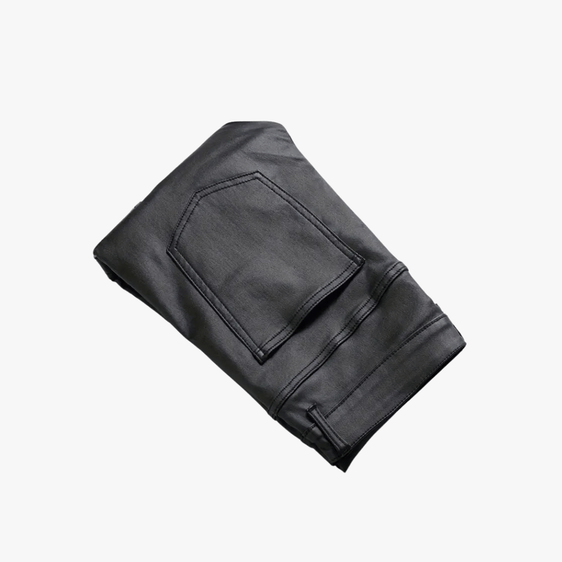 Mason Luxor Men Fashion Mason | Men’s Black Coated Denim Cargo Trousers – Streetwear Punk Style