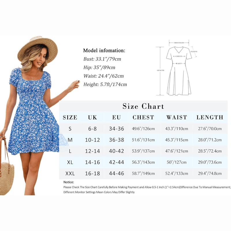 Mason Luxor Men Fashion Mason | Womens Summer Casual Sweetheart Neckline Puff Sleeve Floral Print High Waist Dress Boho Beach Mini Short Dresses
