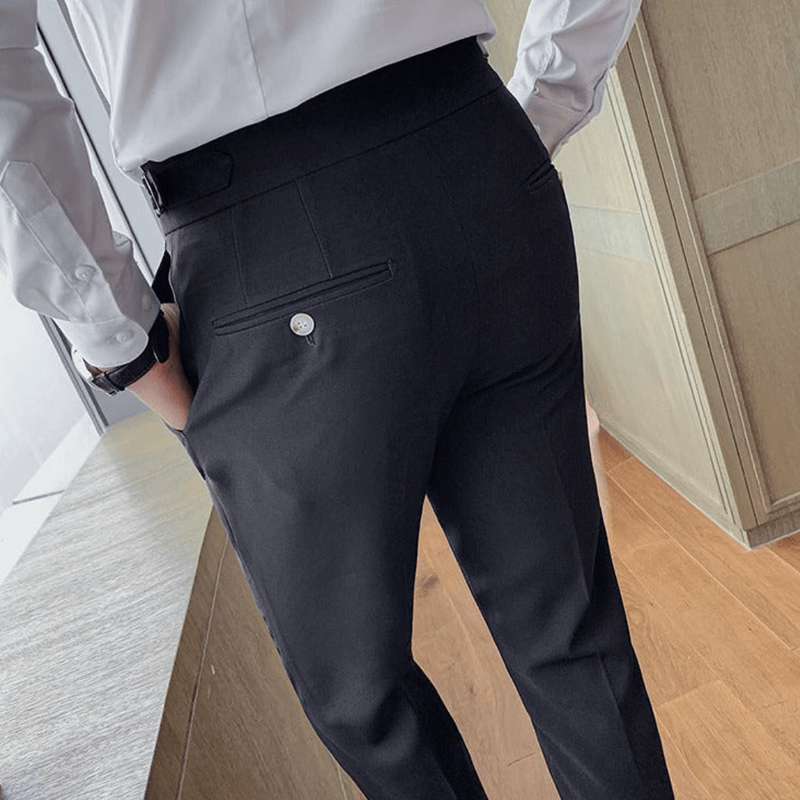Mason Luxor Men Fashion Mason | Men’s Pleated British Cotton Trousers – High Waist Tailored Fit Pants - Business