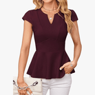 Mason Luxor Men Fashion Mason | Women's A-Line Waist Blouse Slim Fit Elegant Ruffle Blouse