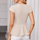 Mason Luxor Men Fashion Mason | Women's A-Line Waist Blouse Slim Fit Elegant Ruffle Blouse